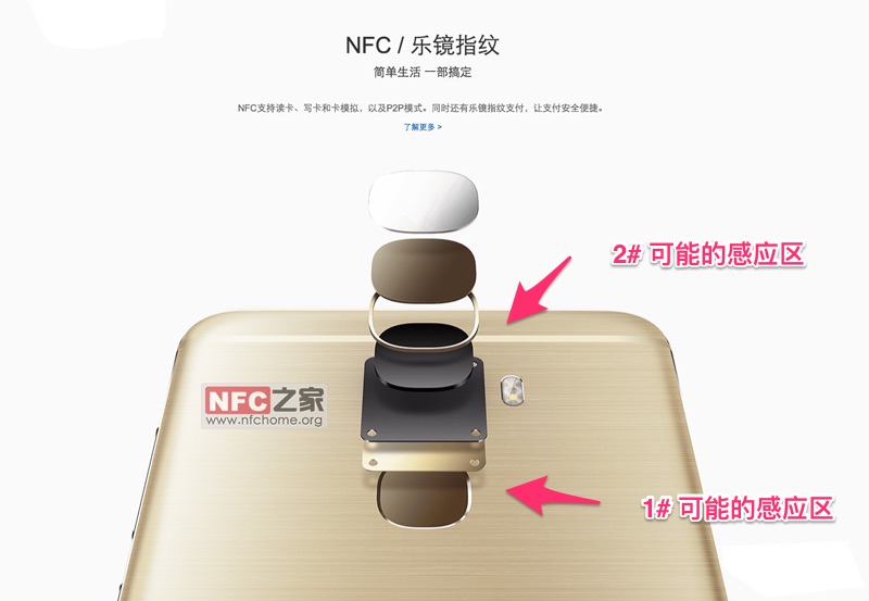 樂(lè)視 pro 3 手機(jī)可能的NFC感應(yīng)區(qū)